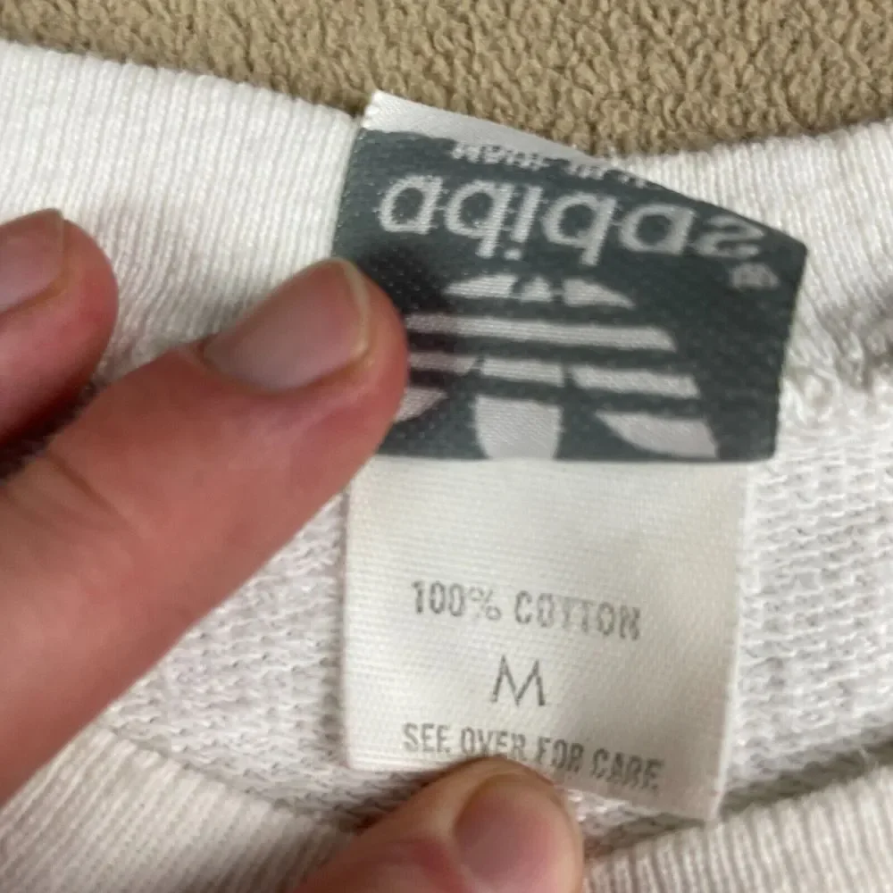 Vintage Adidas Sweater Mens Medium 80s Logo Pullover White Sports Graphic - Picture 7 of 11